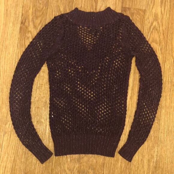 Express Open Knit Wine Maroon Sweater Size XS - Picture 3 of 10
